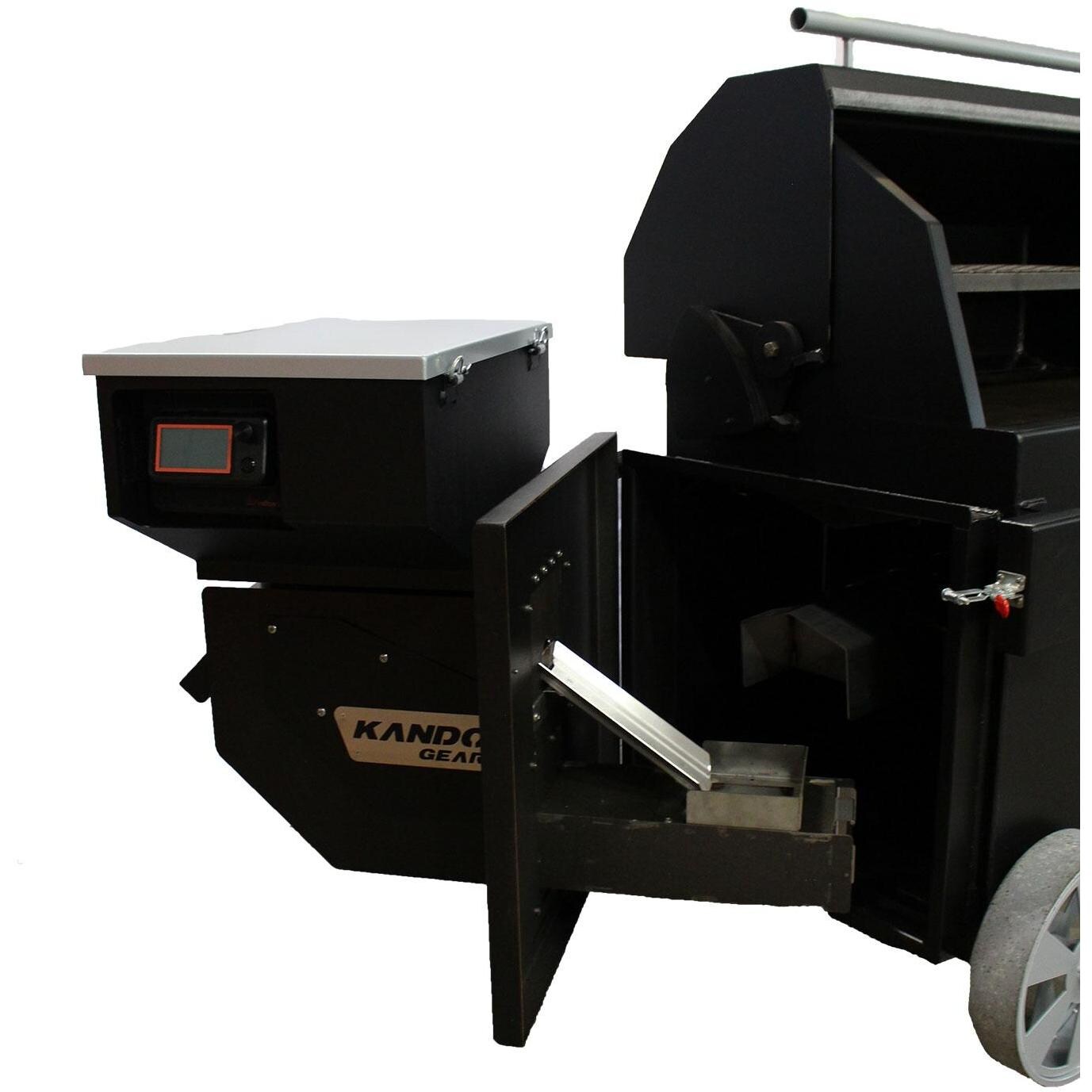 KANDO Gear CHMP Champ Pellet Grill - Pellet Holder Open - White Background thumbnail