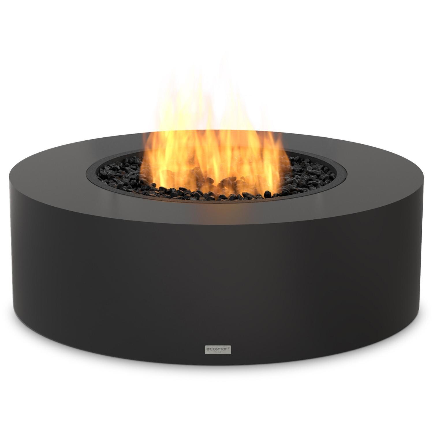 EcoSmart Fire ESF.O.ARK.40.GH.B Ark 40 Inch Black Burner Round Concrete Ethanol Fire Pit Table in Black Graphite - Large Flame - White Background thumbnail