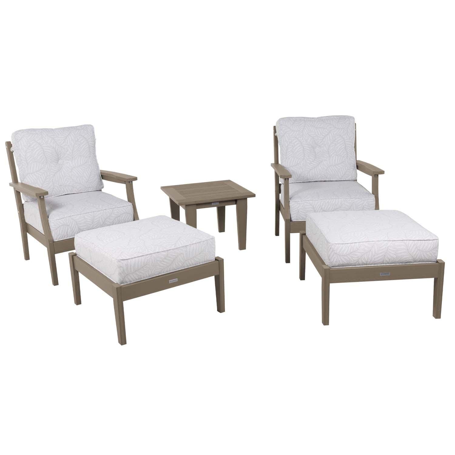 Blushing Bay 5 Pc Recycled Plastic Seating Set in Lively Parchment/Woodland Brown by Lakeview Outdoor Designs - Front View - White Background thumbnail