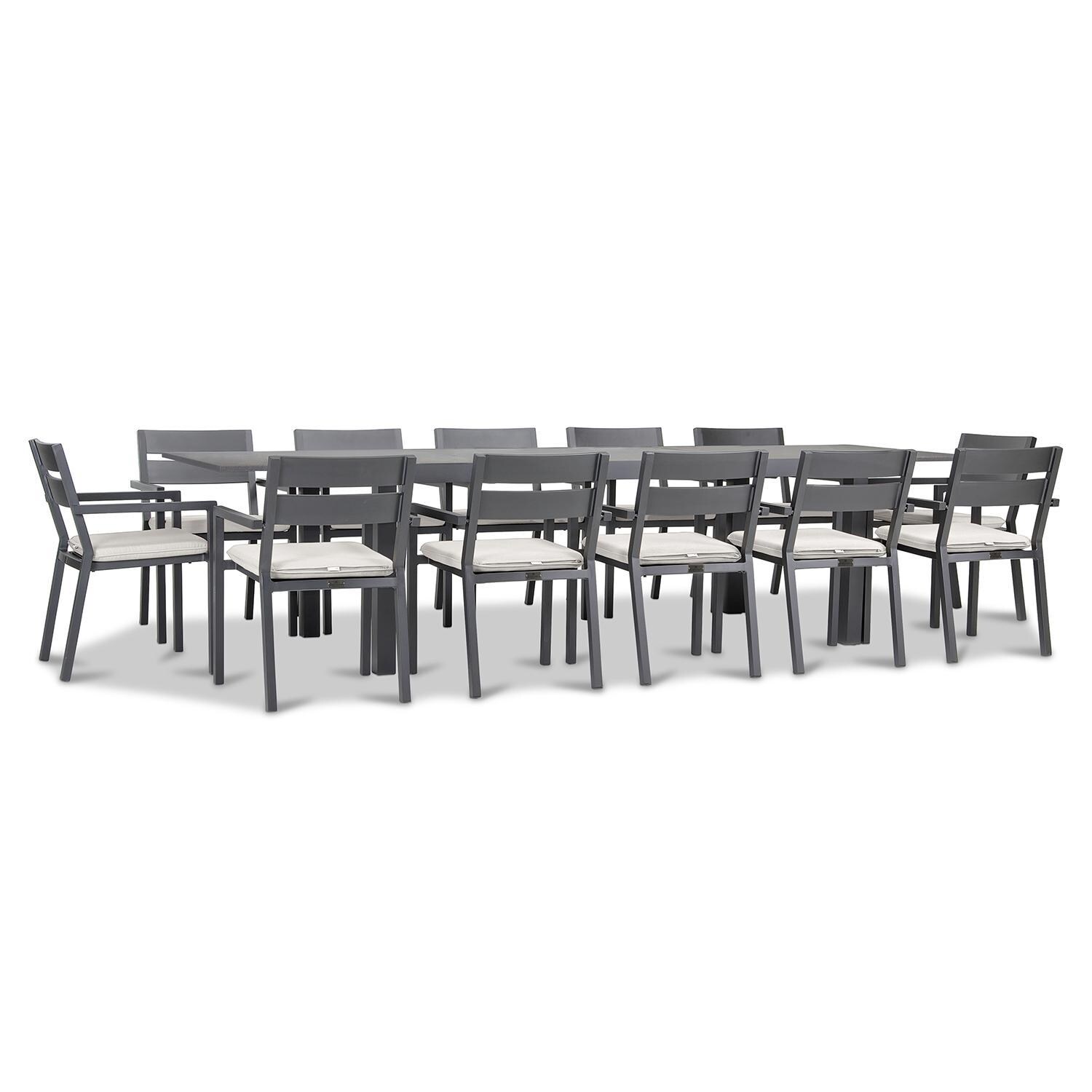 Calm Bay 13 Pc Extendable Dining Set in Slate/Canvas Natural by Lakeview - White Background 2 thumbnail