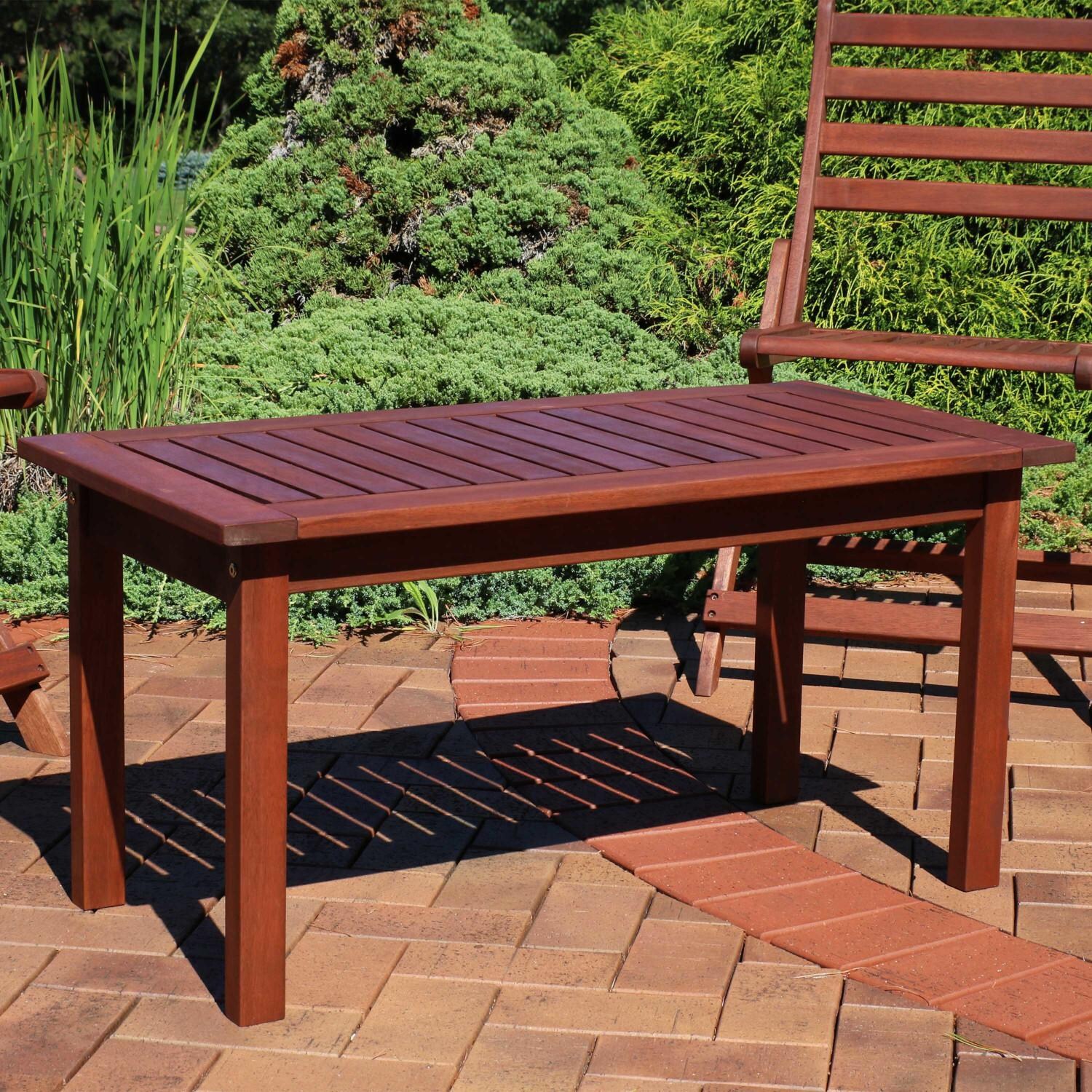 Sunnydaze Decor 35 1/2 X 17 3/4-Inch Meranti Wood Rectangular Coffee Table W/ Teak Oil Finish - STR-534 image