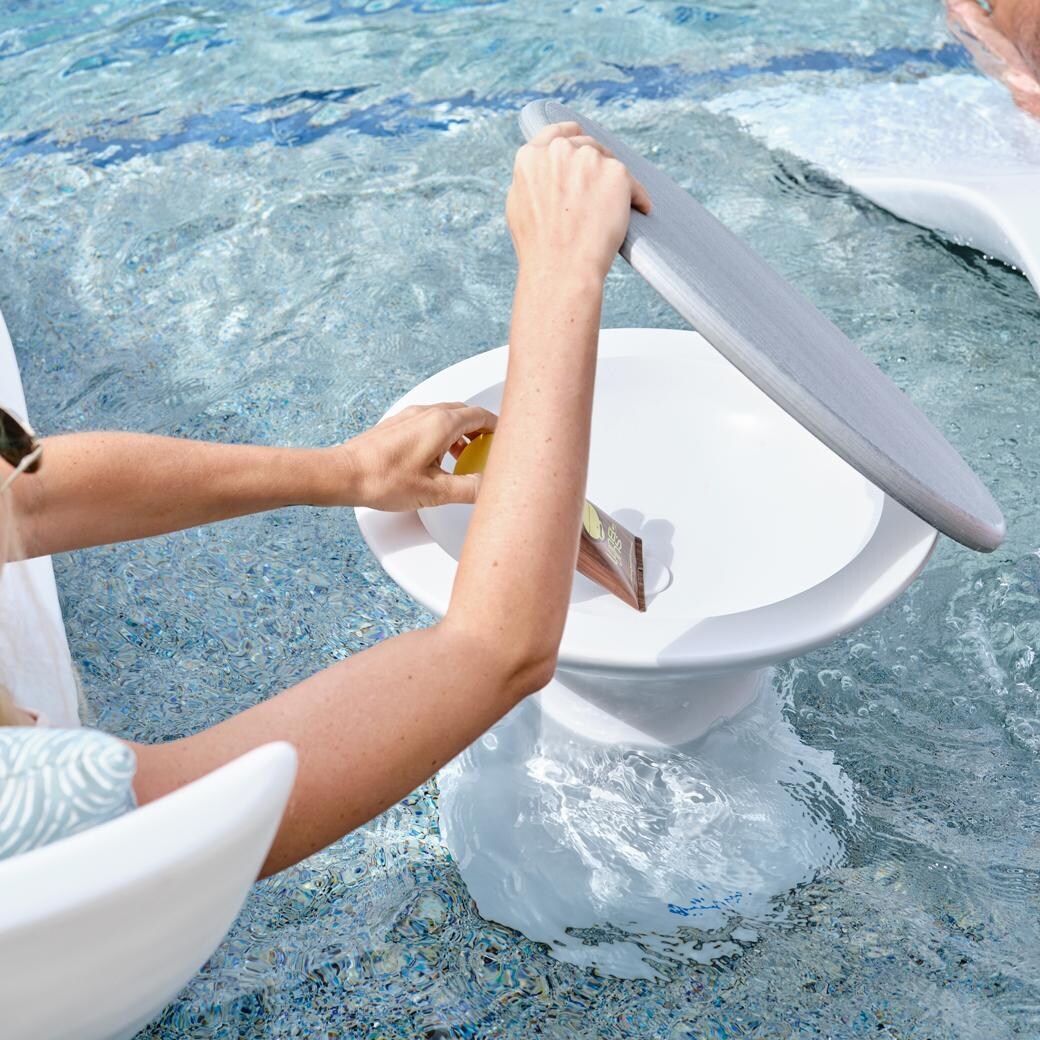 Ledge Lounger Autograph Side Table - Granite Grey W/Grey Lid - Shown in White - Lifestyle thumbnail