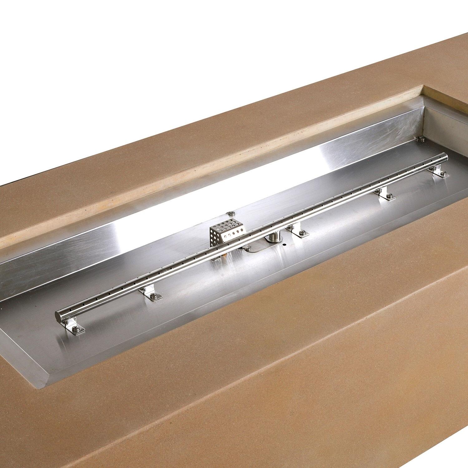 Glenwood 72-in Rectangular Concrete Natural Gas Fire Pit in Sand by Lakeview Outdoor Designs - Burner - Detail thumbnail