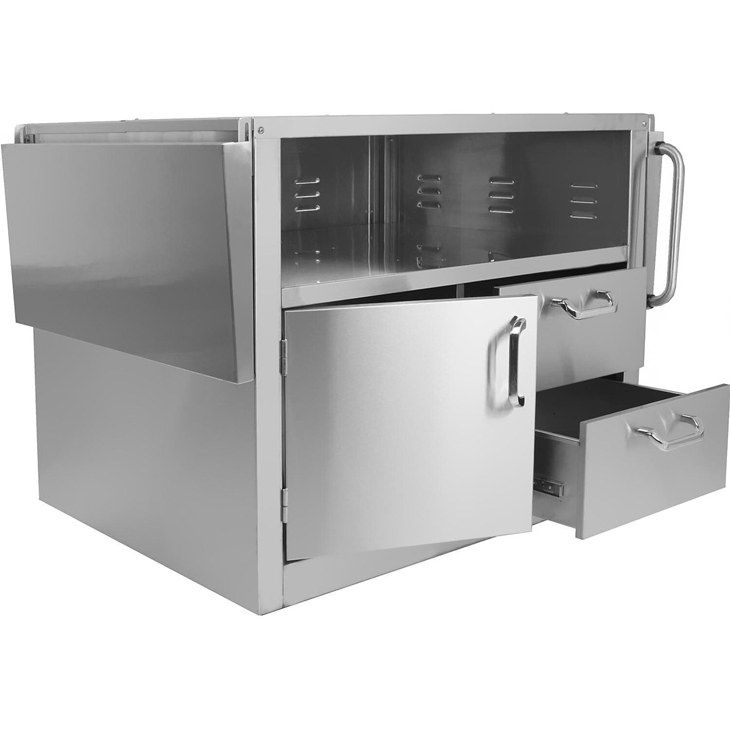 BBQ Guys Stainless Steel Kamado Cart - Open Side View thumbnail