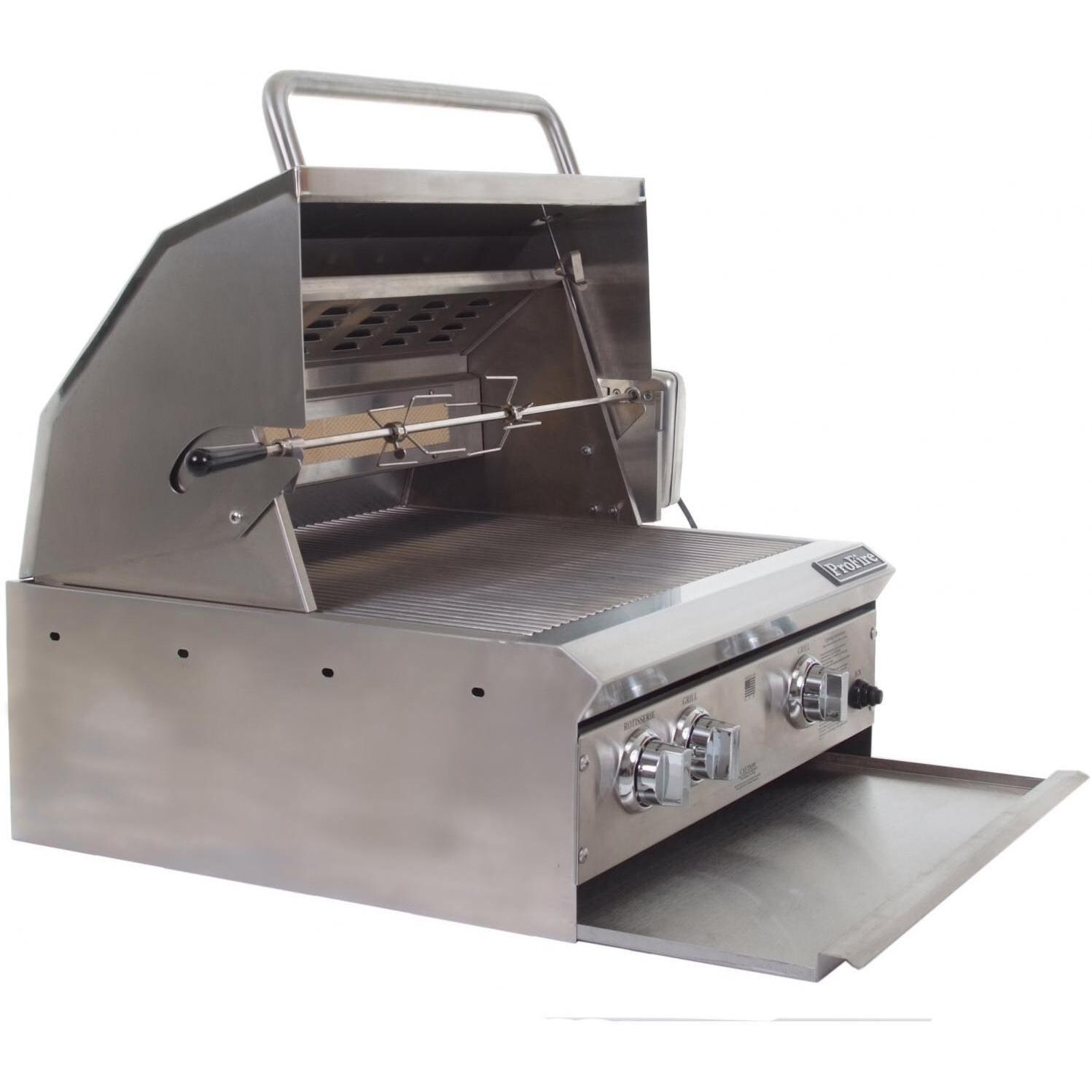 ProFire Professional Series 27-Inch Built-In Natural Gas Grill With Rotisserie - Side View thumbnail