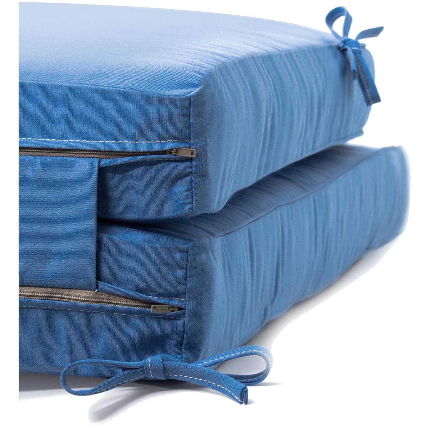 Extra Long Replacement Chaise Lounge Cushion With Knife Edge - Zipper And Tie Detail thumbnail