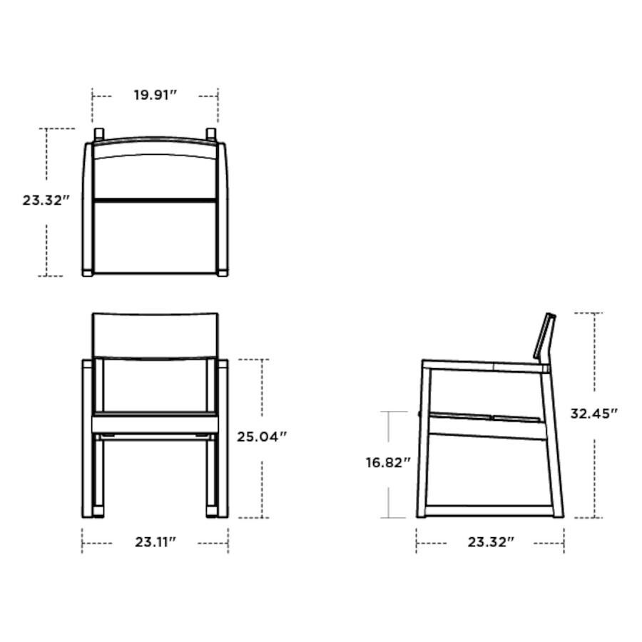 POLYWOOD EDGE Dining Arm Chair in White - Dimensions thumbnail