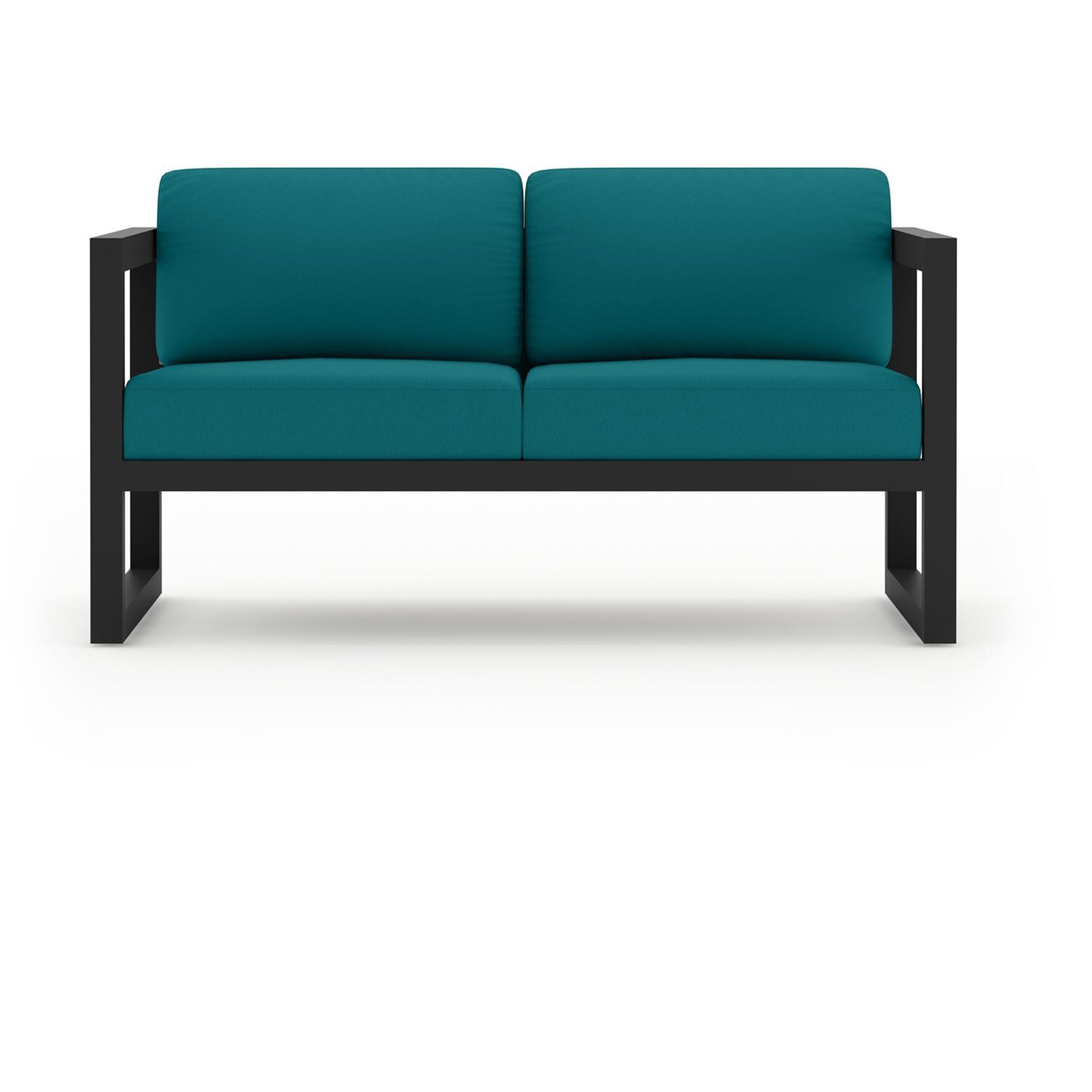 Misty Cove 2 Person Aluminum Loveseat in Black/Spectrum Peacock by Lakeview Outdoor Designs
