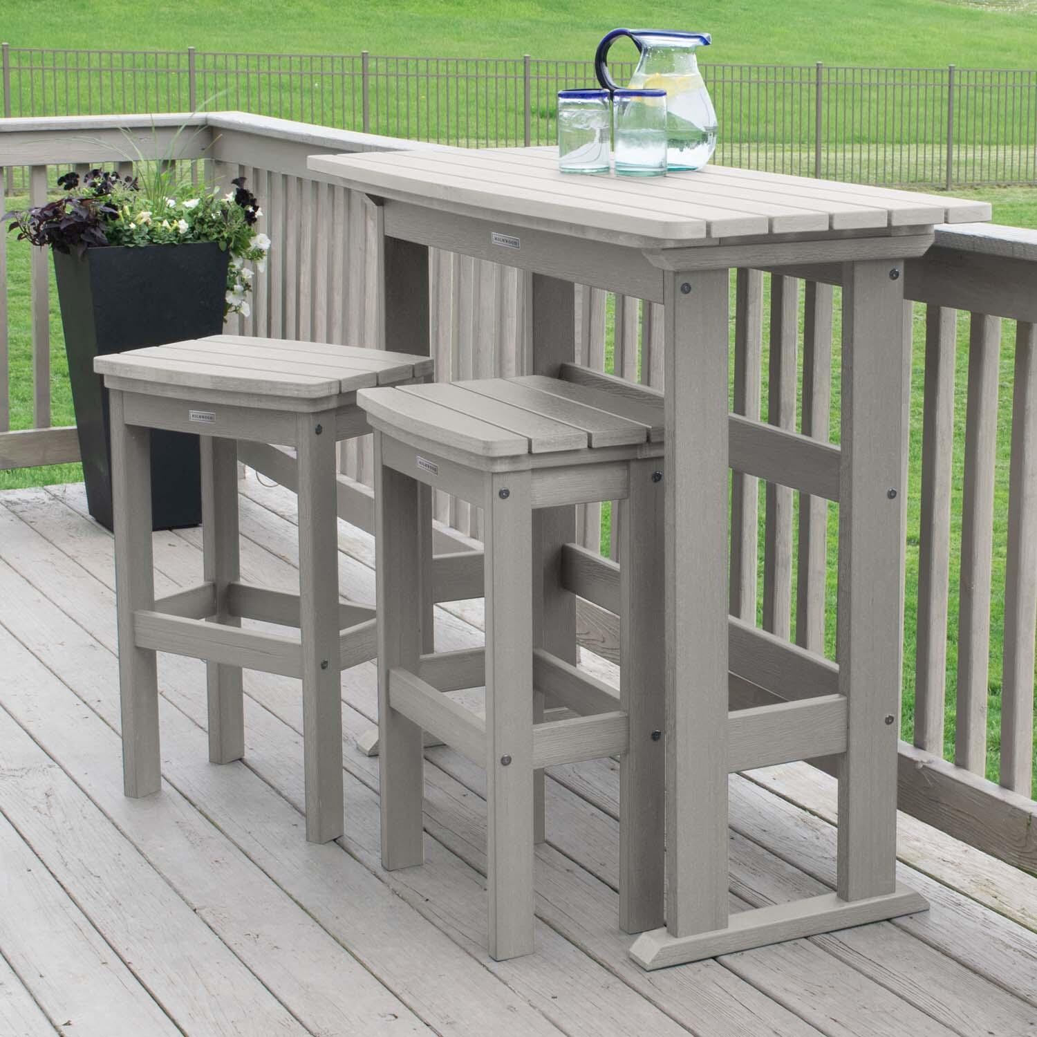 Hart Lane 3 Pc Recycled Plastic Bar Height Dining Set in Harbor Gray by Lakeview Outdoor Designs