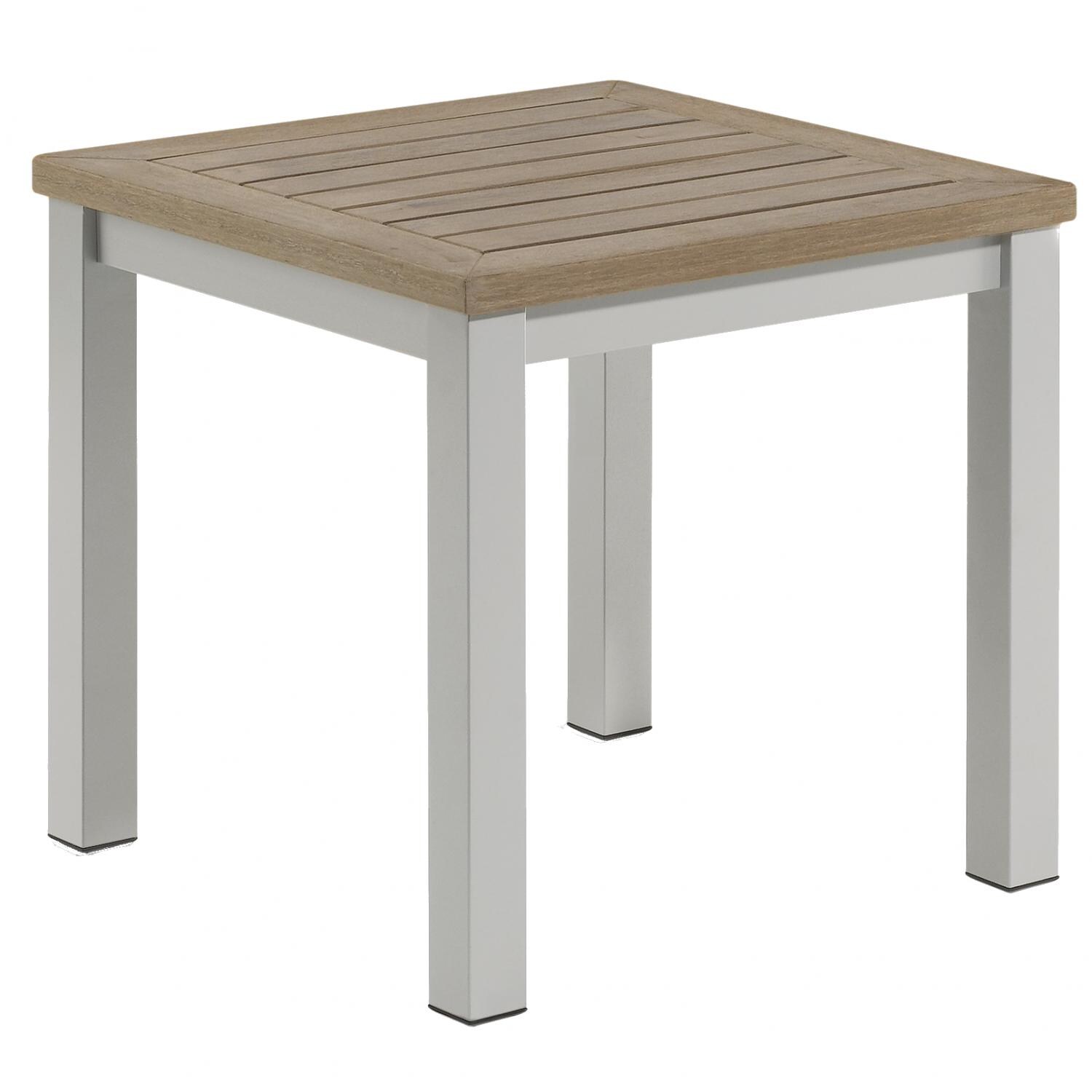 Travira 18 Inch Square Aluminum Patio End Table W/ Tekwood Vintage Top thumbnail