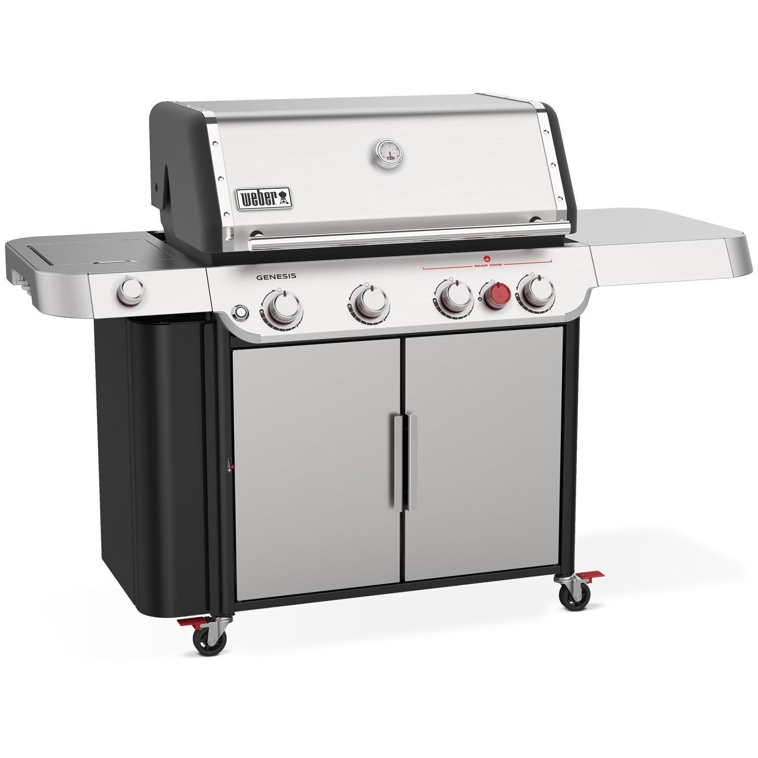 Weber GENESIS 36400001 S-435 Propane Grill with Sear Burner & Side Burner - Stainless Steel - Left-Side Angled View - White Background thumbnail
