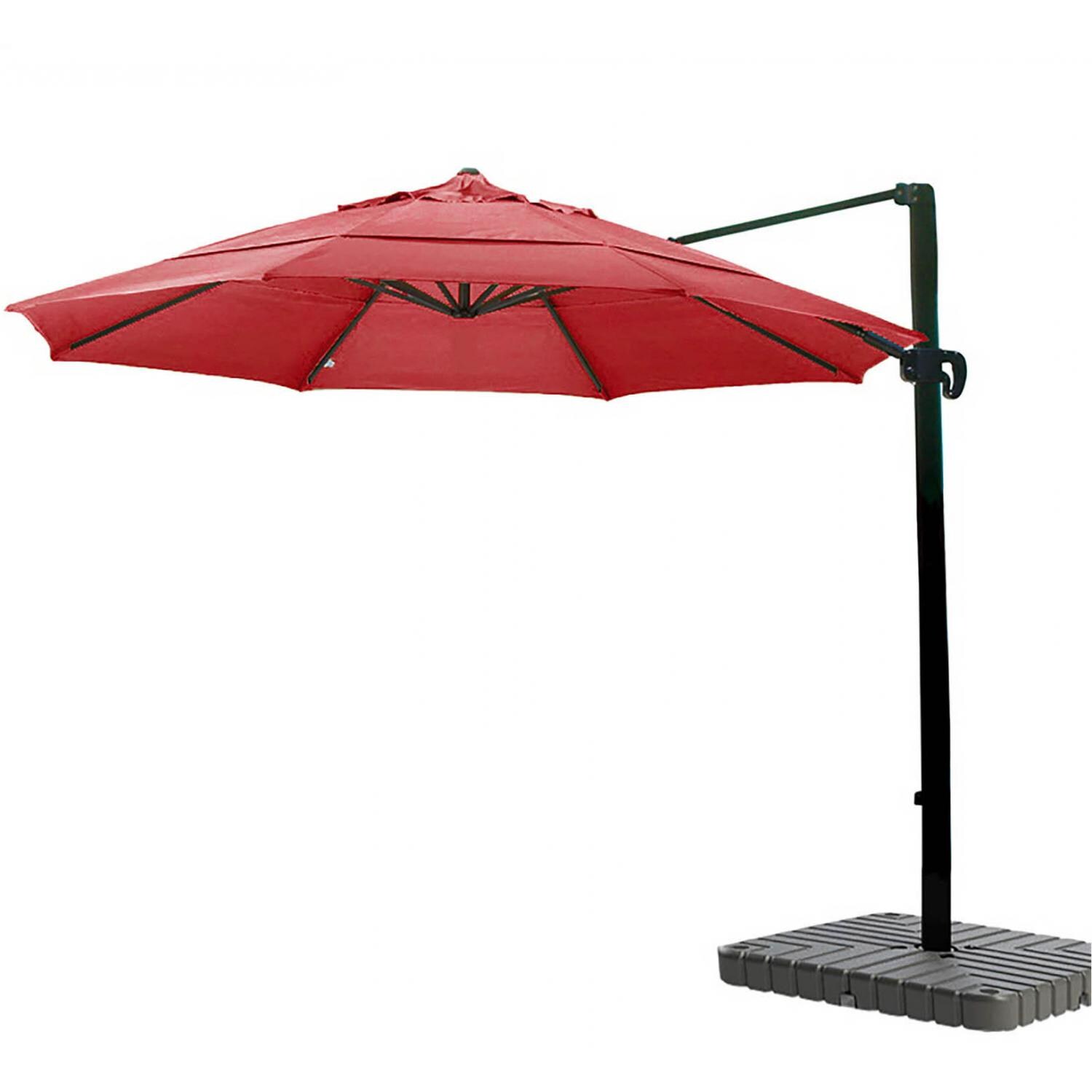 California Umbrella 11 Ft. Octagonal Aluminum Multi-Position Tilt Cantilever Patio Umbrella W/ Crank Lift & Aluminum Ribs - Bronze Frame / Sunbrella Canvas Jockey Red Canopy image