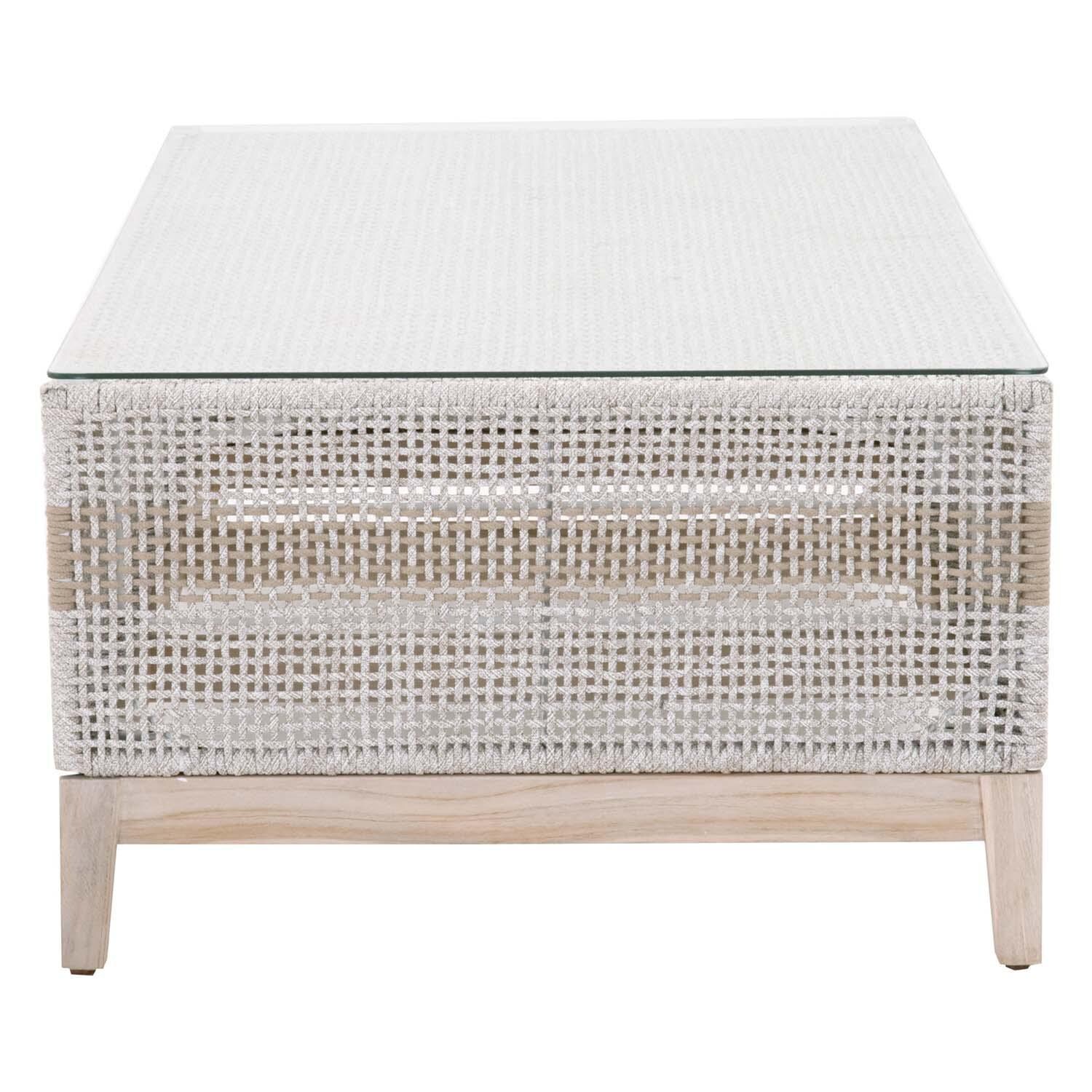 Lakeview Cocoa Way Taupe & White Woven Rope Coffee Table - Side View thumbnail