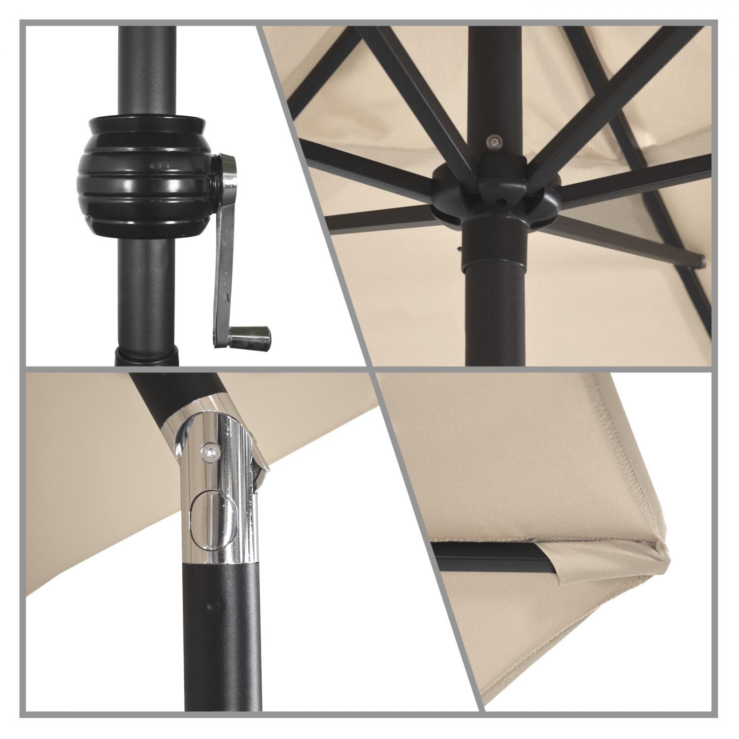 Astella 9 Ft Aluminum Push Tilt Patio Umbrella W/ Crank Lift - Rib and Crank Detail thumbnail