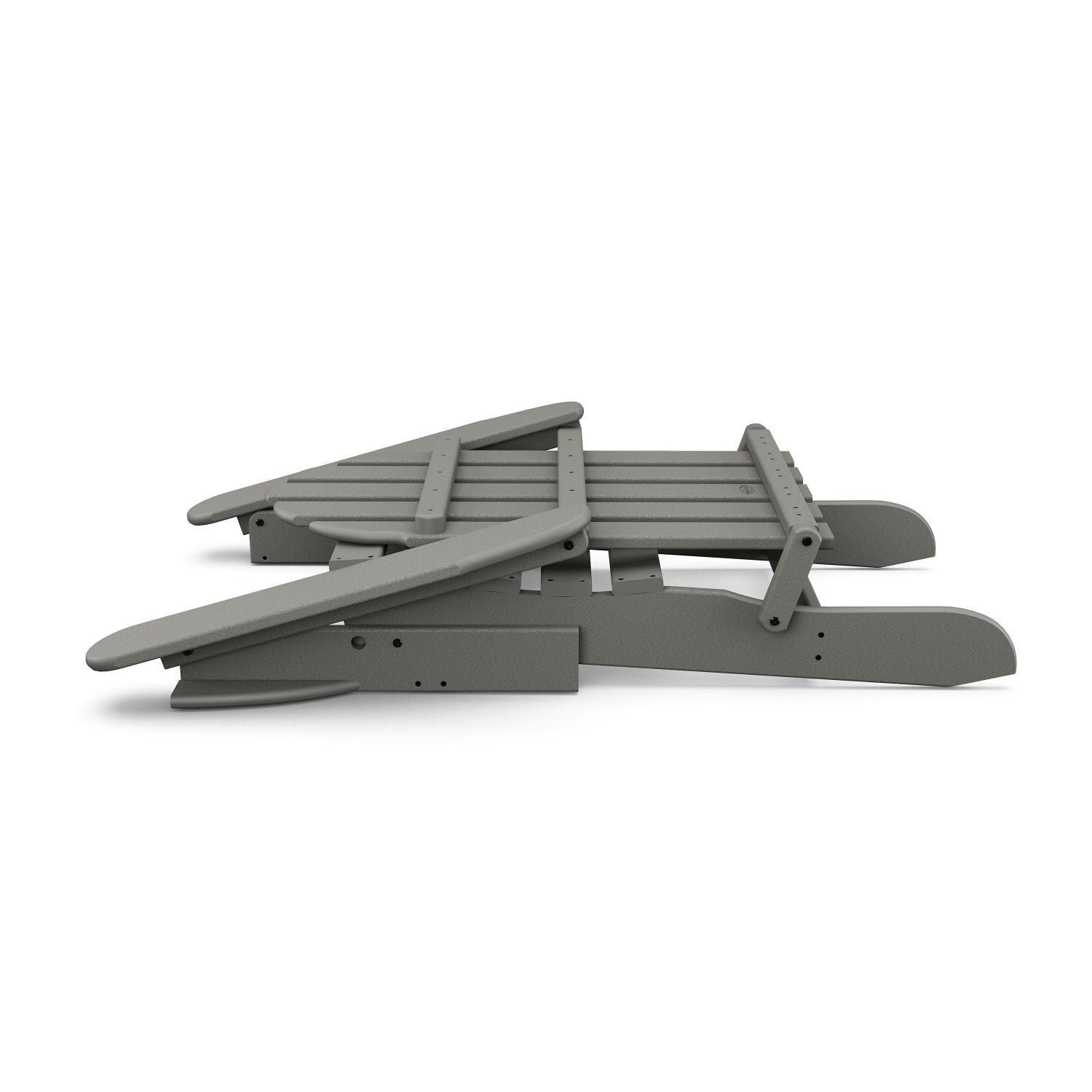 POLYWOOD PWS700-1-GY Classic Folding Adirondack 3-Piece Set W/ Long Island 18-Inch Side Table - Folded Chair thumbnail