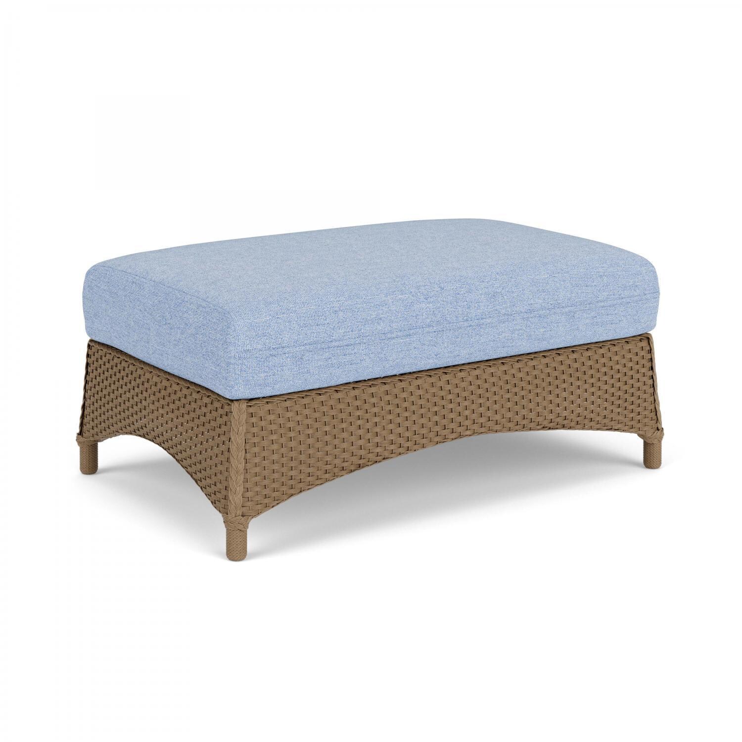 Lloyd Flanders Mandalay Large Ottoman in Fawn Finish with Demo Skyway fabric - Angled thumbnail