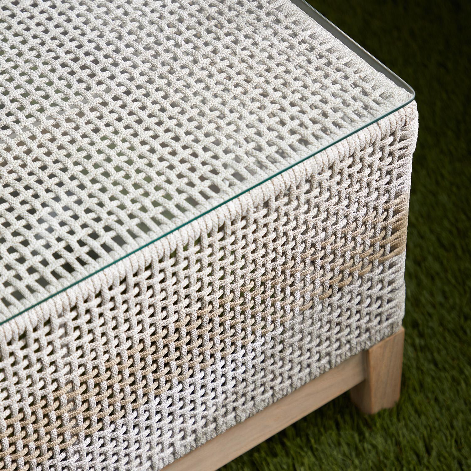 Lakeview Cocoa Way Taupe & White Woven Rope Coffee Table - Corner Detail thumbnail
