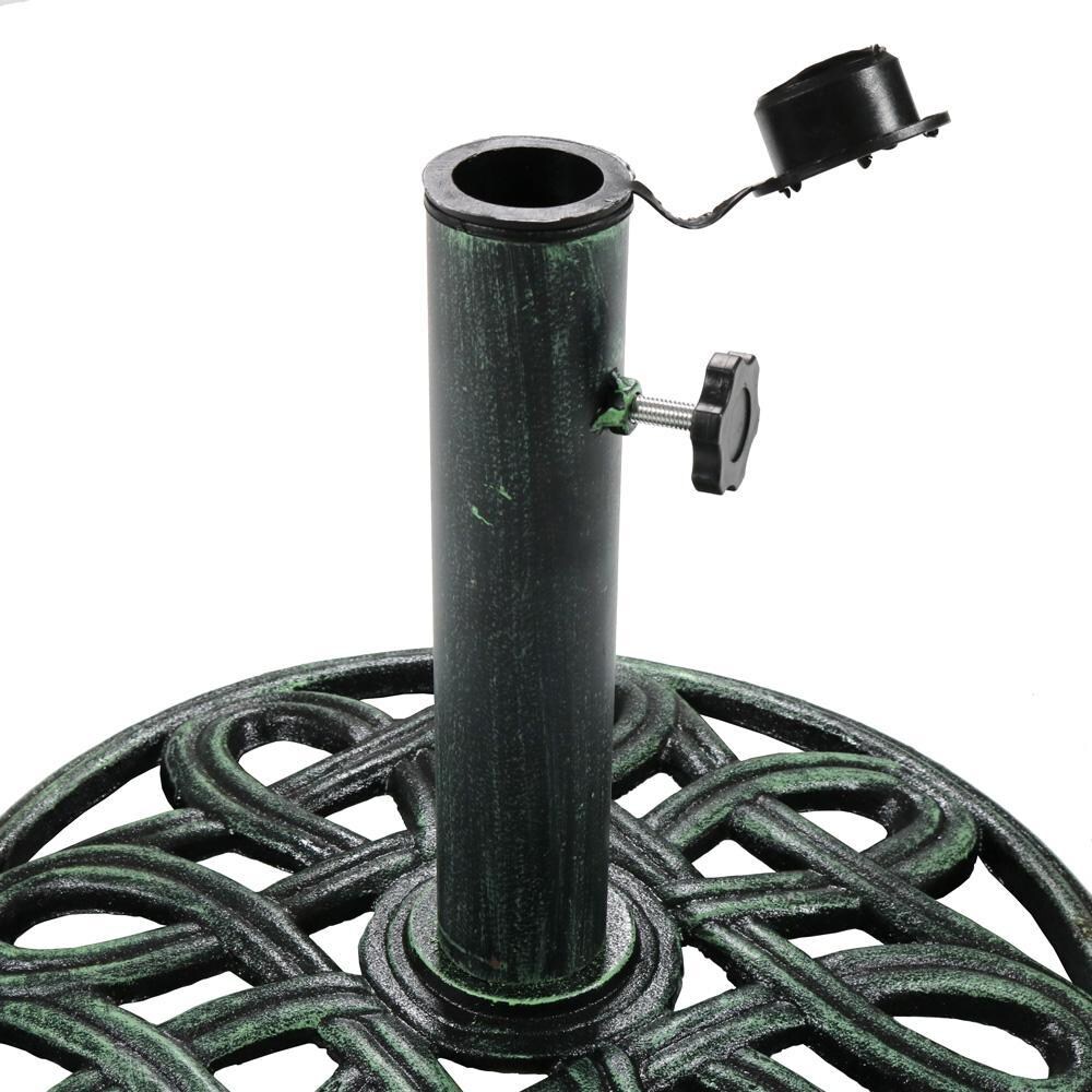 Ultimate Patio 24 Lb Elegant Knot Design Cast Iron Heavy Duty Umbrella Base - Green - Tube Fits Up to 2-Inch Poles thumbnail