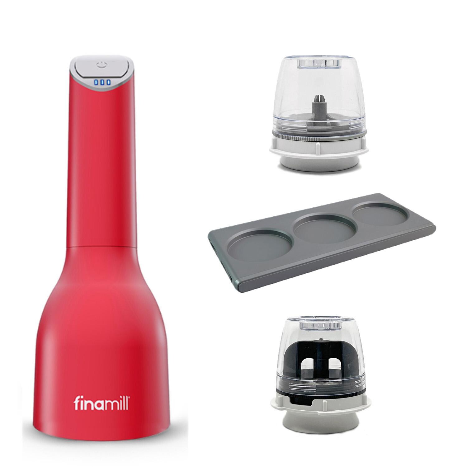 FinaMill Rechargeable Spice Grinder MAX Pack W/ 2 Trays, 3 MAX Pods & 3 Spice Pods - Sangria