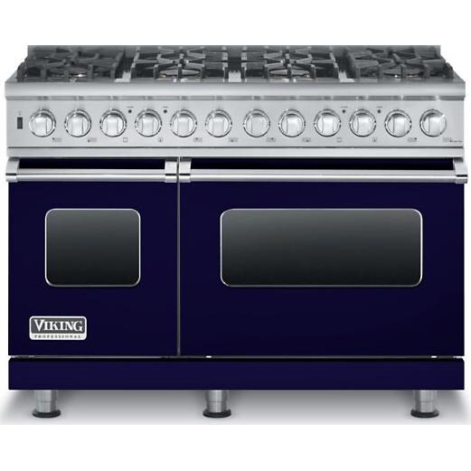 Viking Professional 5 Series 48-Inch 8-Burner Dual Fuel Propane Gas Self Cleaning Range - Cobalt Blue - VDSC5488BCBLP thumbnail