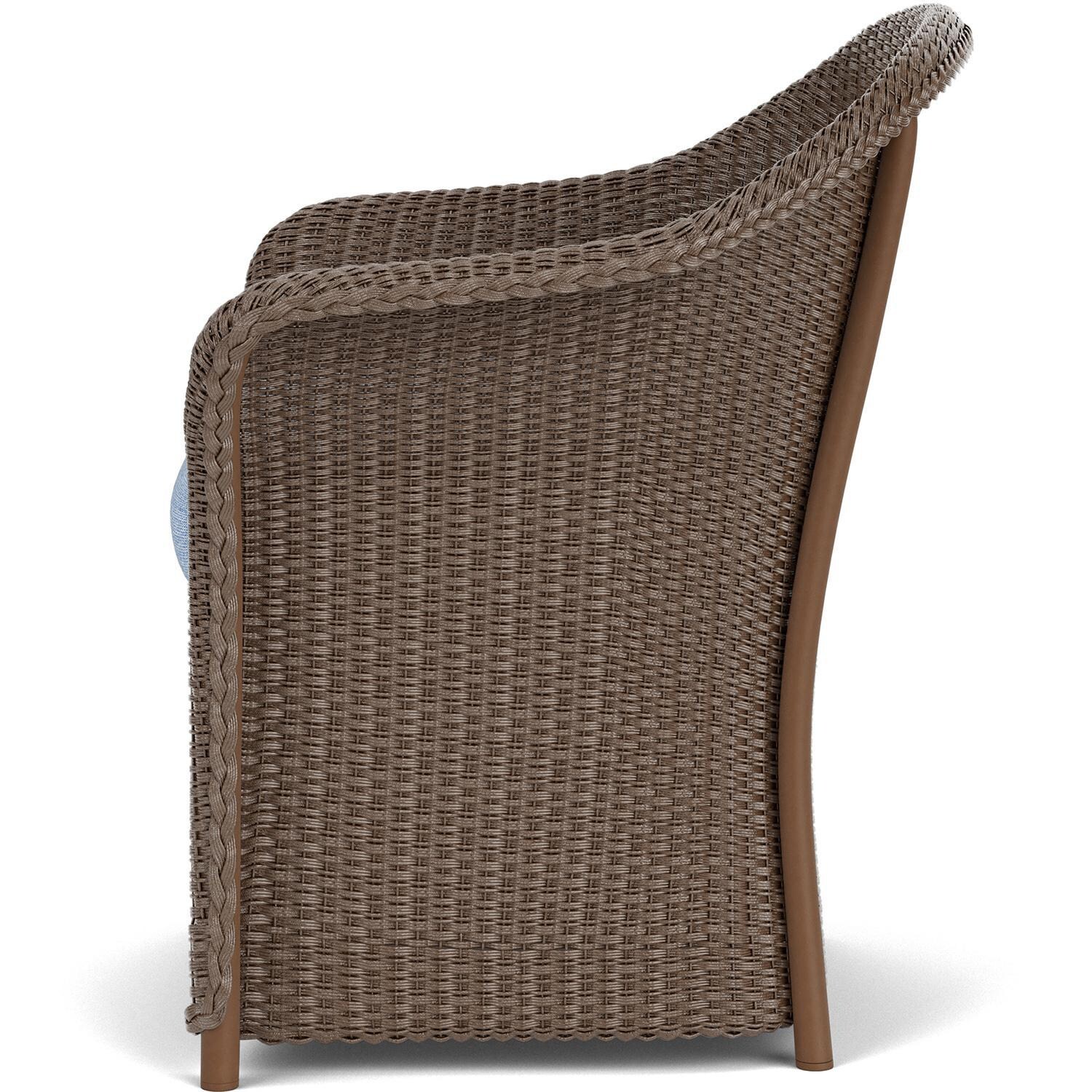 Lloyd Flanders Weekend Retreat Dining Armchair in Bark Finish W/ Demo Skyway Fabric - Side thumbnail