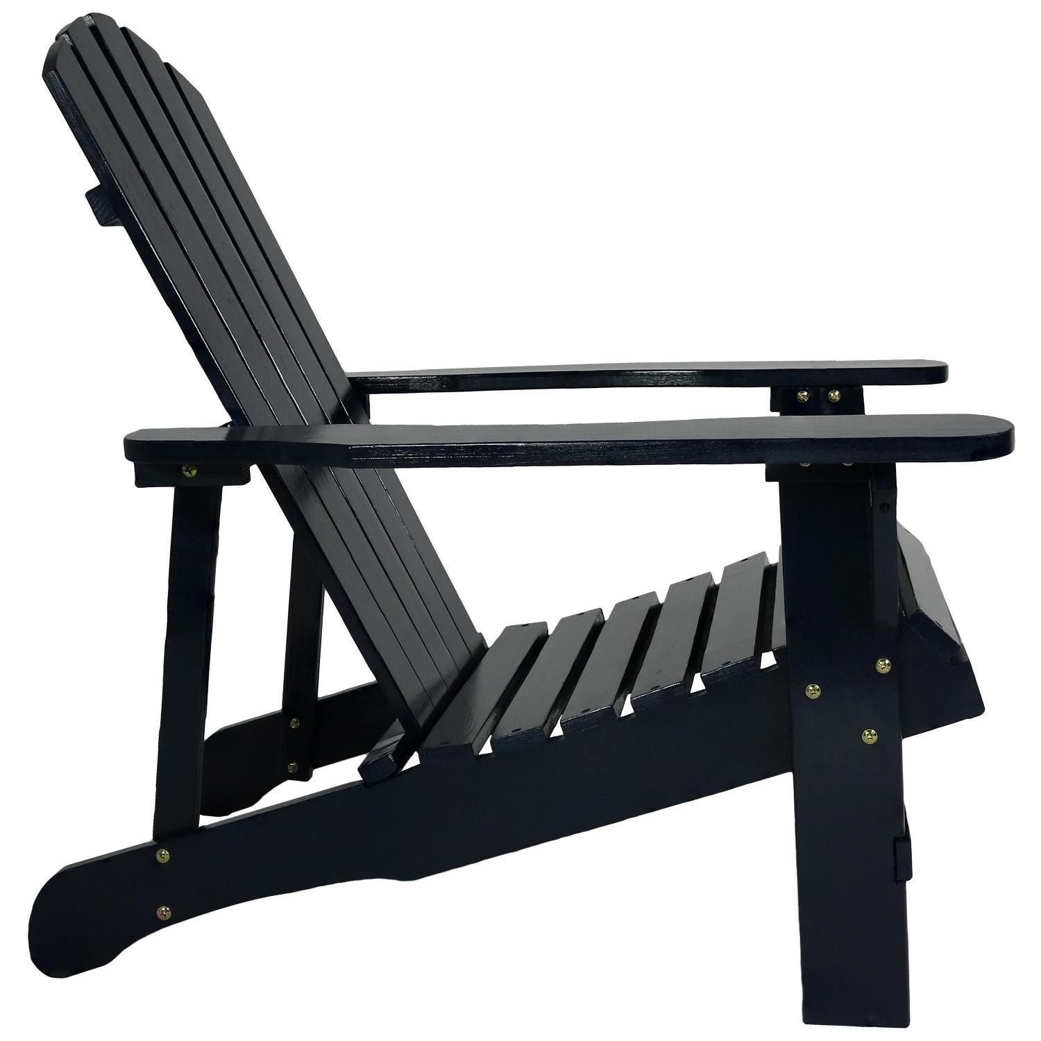 Ultimate Patio 2-Piece Wooden Adirondack Chair Set - Navy Blue - Side View thumbnail