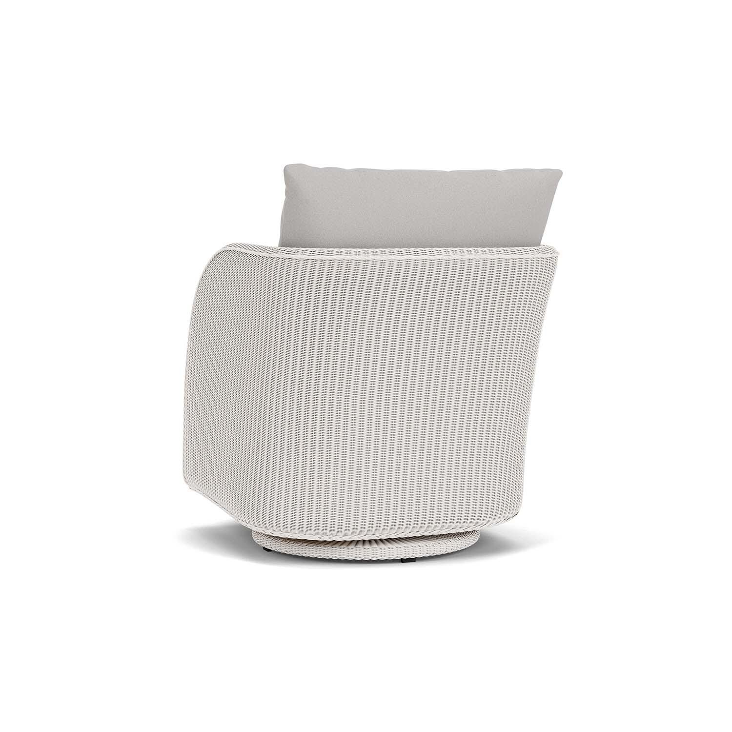 Lloyd Flanders Essence Swivel Glider Lounge Chair W/Tundra Dove Fabric - White Finish - Back Left thumbnail