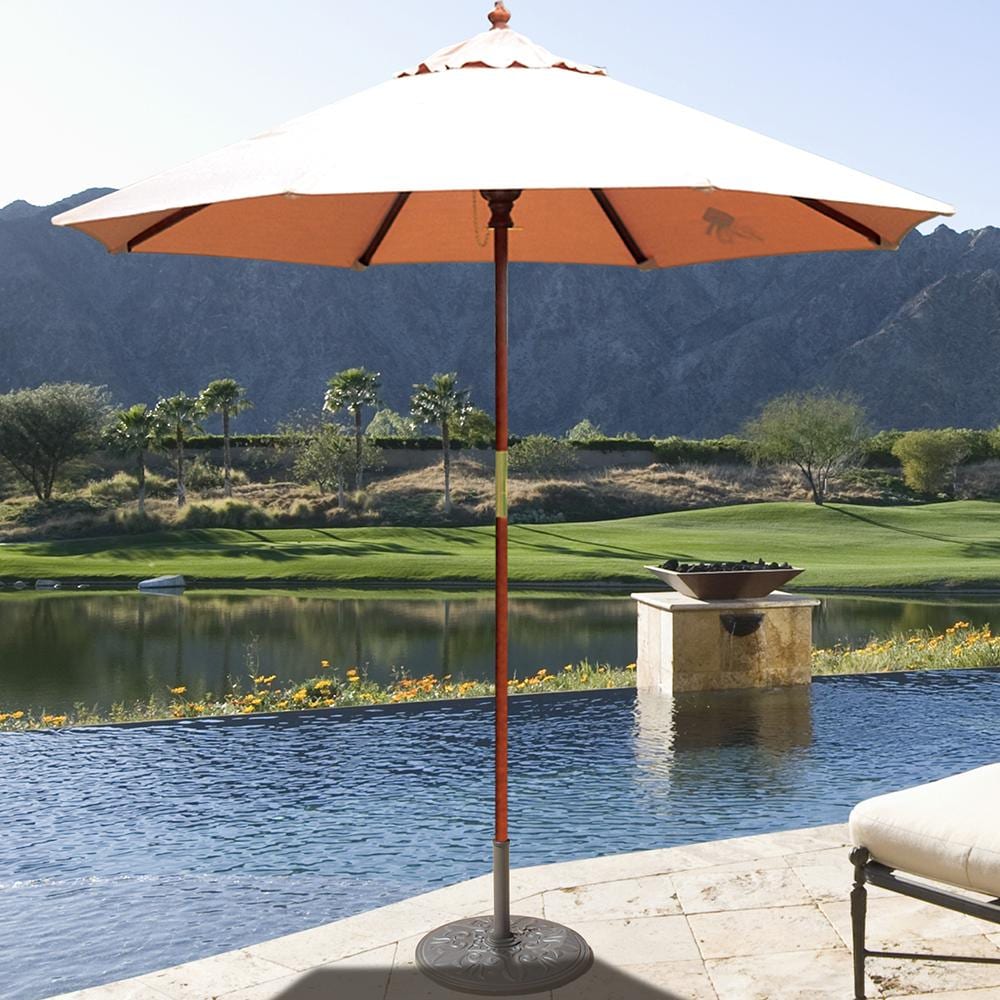 Galtech 7.5 Ft. Octagonal Patio Umbrella W/ Manual Lift - Lifestyle View - Shown With Antique Beige Sunbrella Fabric (Umbrella Base Not Included)