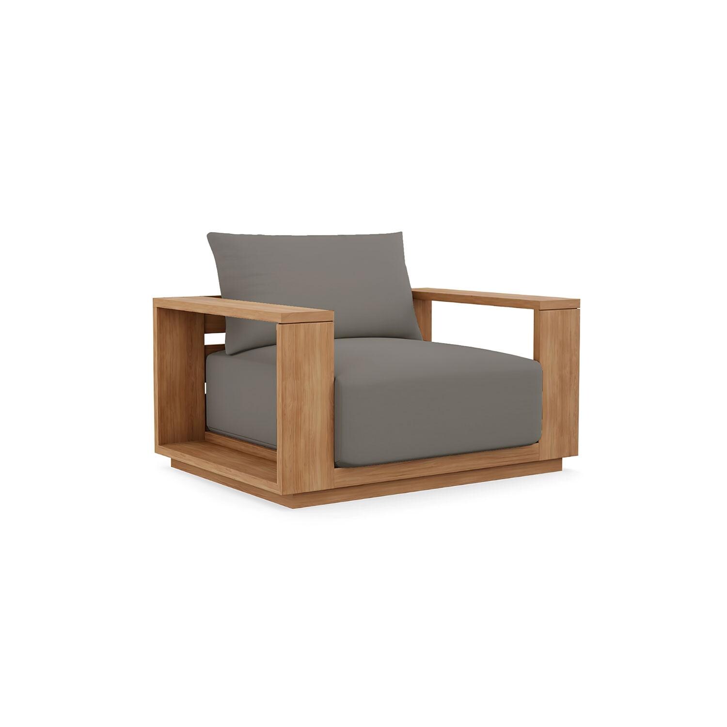 Bellawood Teak Luxe Club Chair in Charcoal by Lakeview Outdoor Designs - Angled - White Background thumbnail