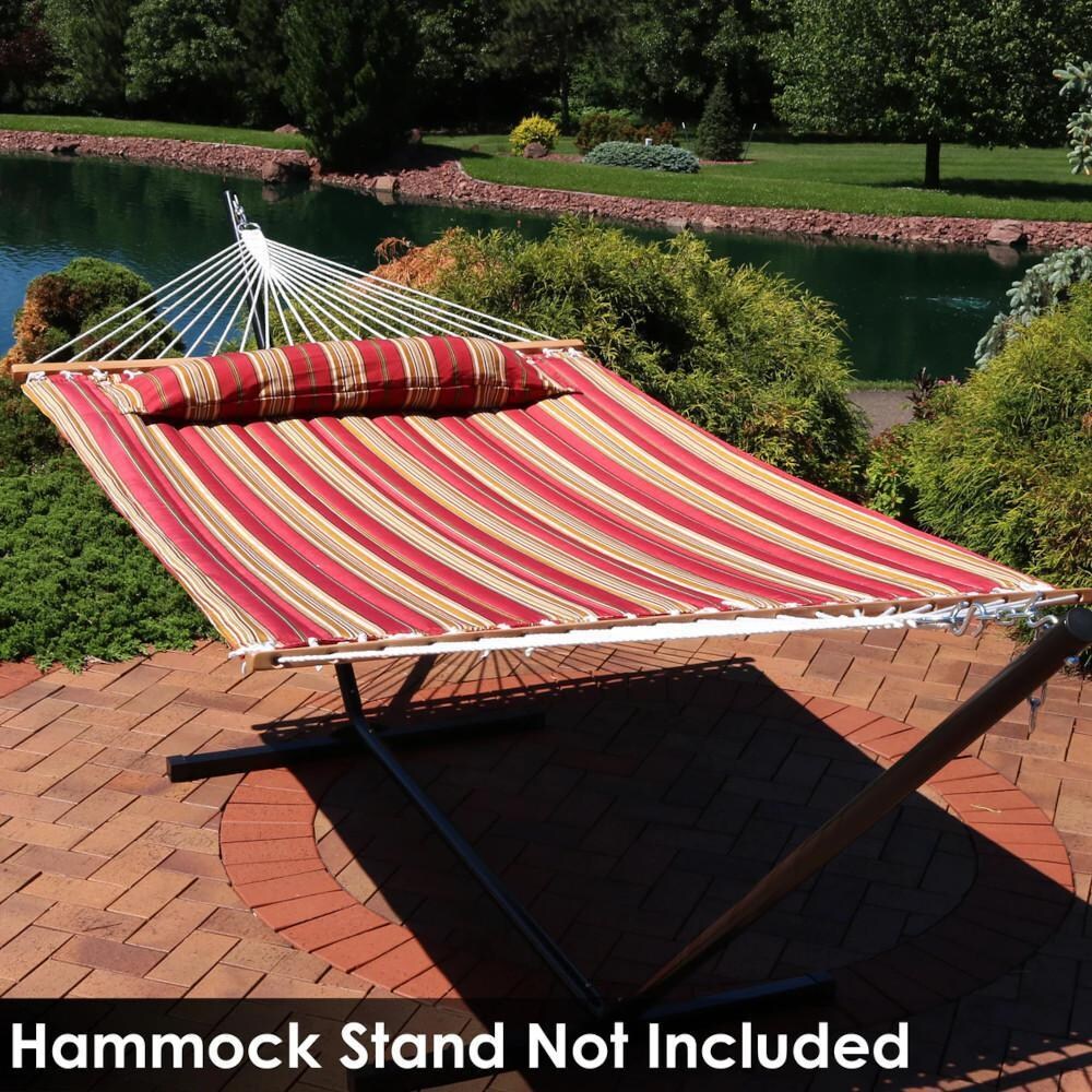 Ultimate Patio Quilted Double Hammock w/ Pillow - Red Stripe - Lifestyle thumbnail