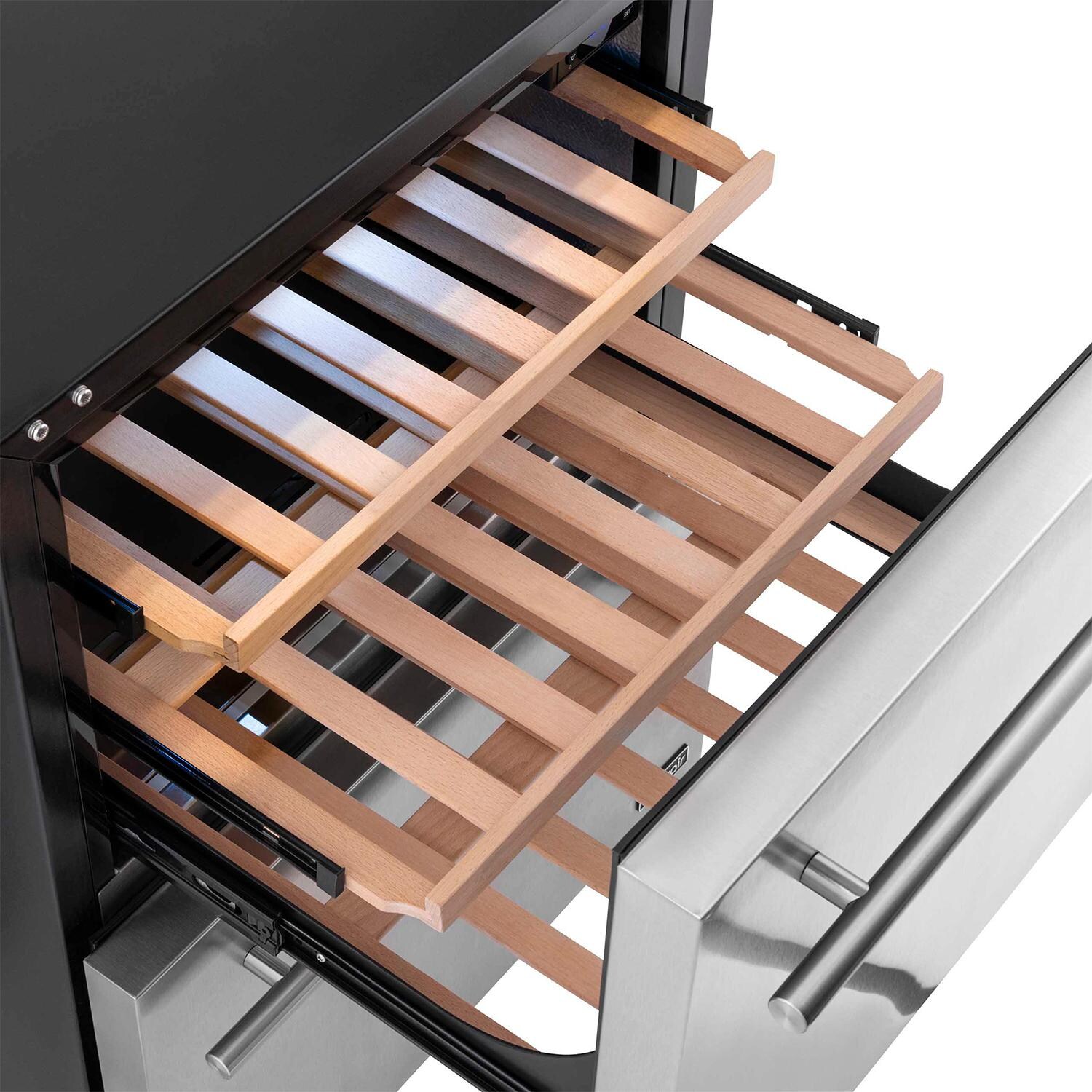 Newair NOF100SS00 24-Inch Built-in 20 Bottle & 80 Can Dual Drawer Wine & Beverage Fridge - Wine Racks thumbnail