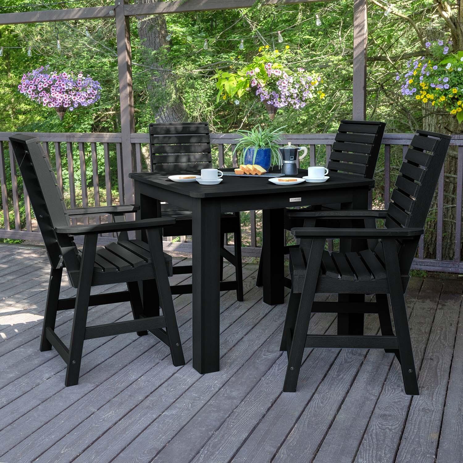 Elm Pointe 5 Pc Square Counter-Height Dining Set in Black By Lakeview Outdoor Designs - Lifestyle thumbnail