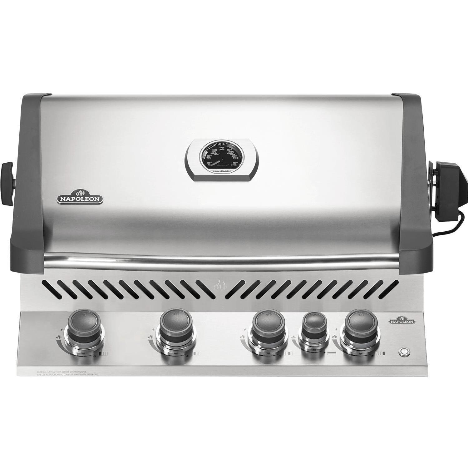 Napoleon BIP500RBPSS-3 (2019) Prestige 500 Built-in Propane Gas Grill with Infrared Rear Burner - Lights Off thumbnail