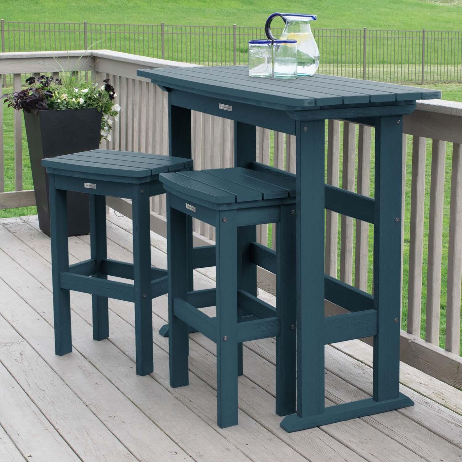 Hart Lane 3 Pc Recycled Plastic Bar Height Dining Set in Nantucket Blue By Lakeview Outdoor Designs - Lifestyle thumbnail