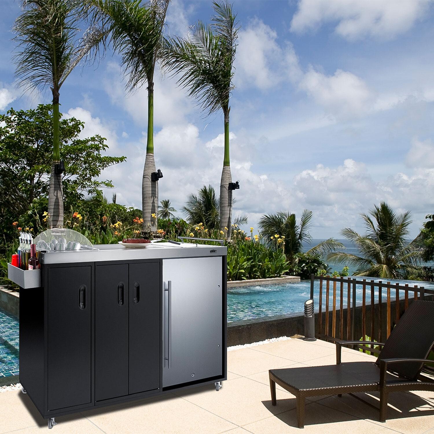 Summit CK54OSLG Portable Outdoor Glass Door Kitchenette Beverage Cooler - Left Hinge - Lifestyle thumbnail