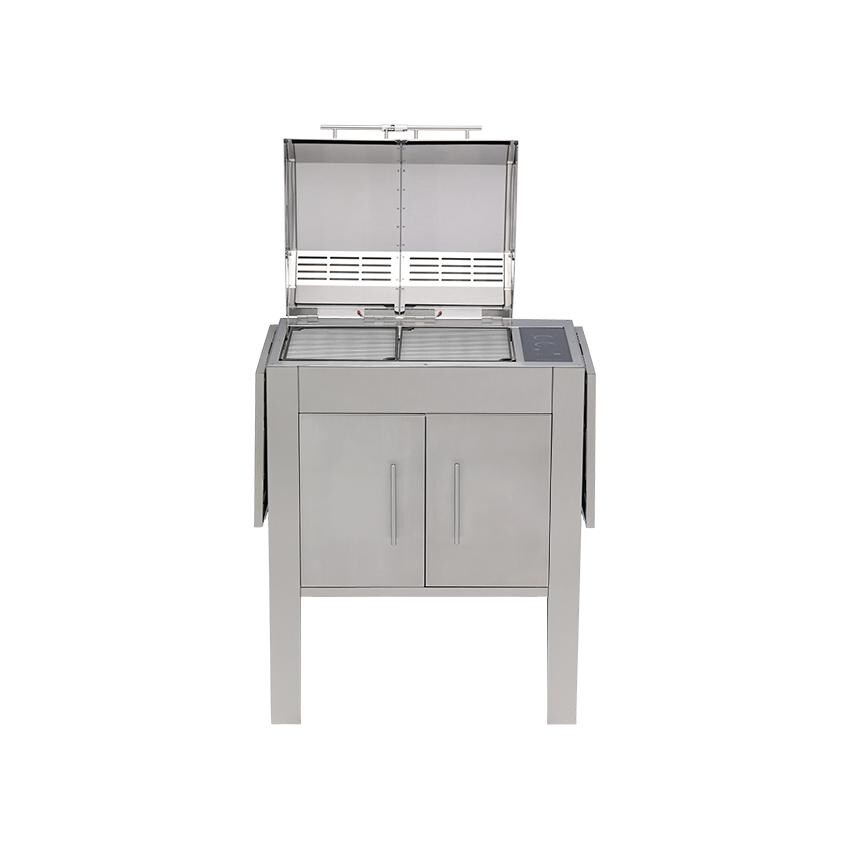 Kenyon C70425 Texan IntelliKEN Touch 3000 Watt Split Lid Electric Grill - 240V - Lid Open thumbnail