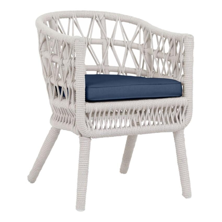 Dana Woven Rope Dining Arm Chair w/ Self Welt in Natural/Spectrum Indigo by Sunset West - White Background thumbnail