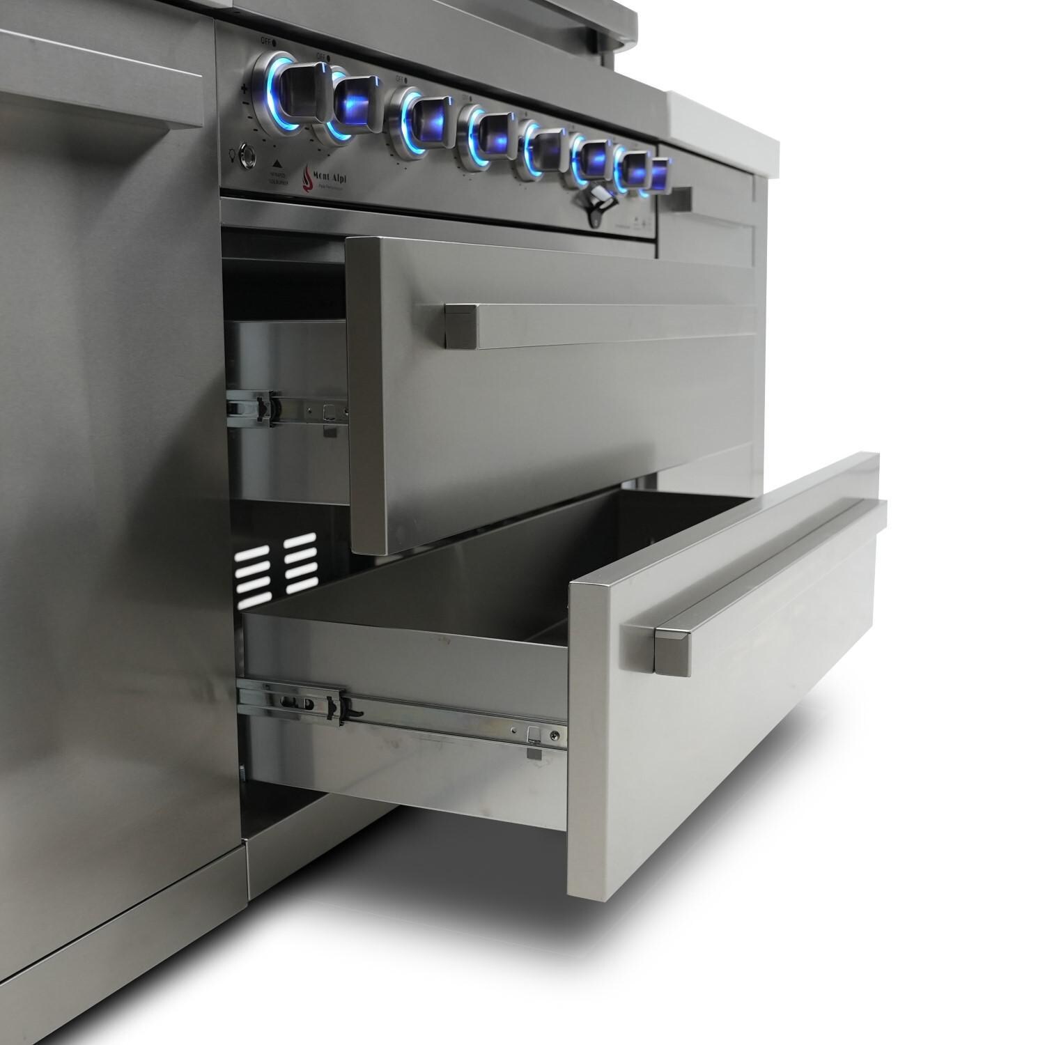 Mont Alpi - MAi805 - Grill Island - Stainless Steel - Drawers Open - Detail thumbnail