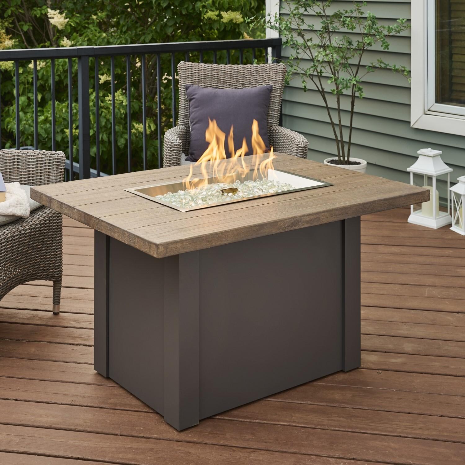 Havenwood 44 Inch Fire Pit Table W/ Driftwood Top & Grey Base - Lifestyle thumbnail
