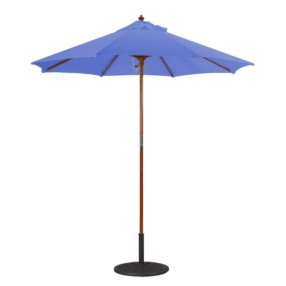 Galtech 7.5 Ft. Octagonal Hardwood Patio Market Umbrella W/ Push Lift - Dark Wood W/ Sunbrella Canvas Pacific Blue Canopy