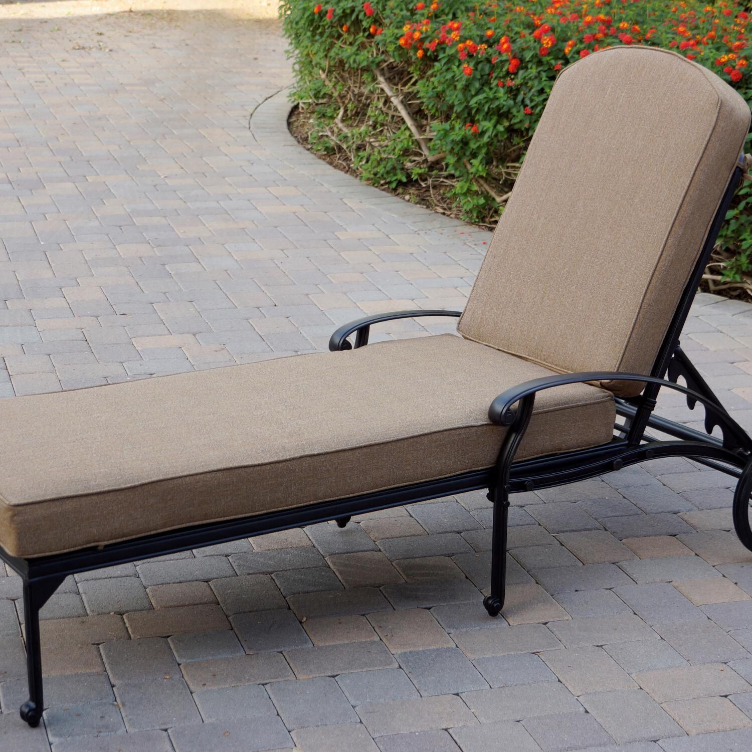 Elisabeth Cast Aluminum Chaise Lounge in Antique Bronze/Sesame by Darlee