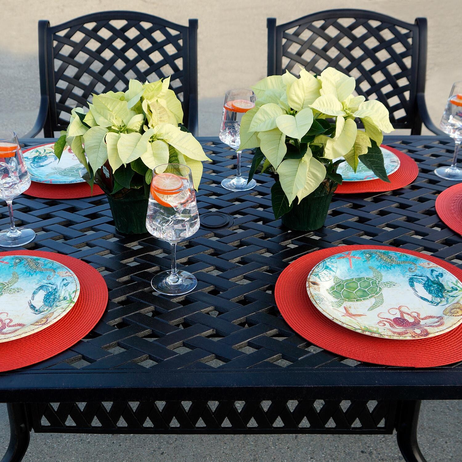 Darlee Nassau 7 Piece Cast Aluminum Patio Dining Set w/ 2 Swivel Rockers - Detail thumbnail