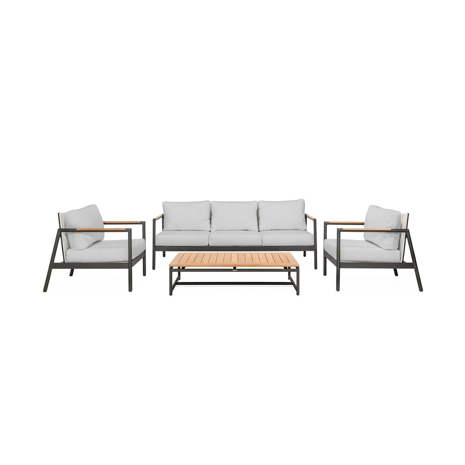 Paros Sofa/Clubs 4 Piece Lounge Set in Granite By Teak + Table