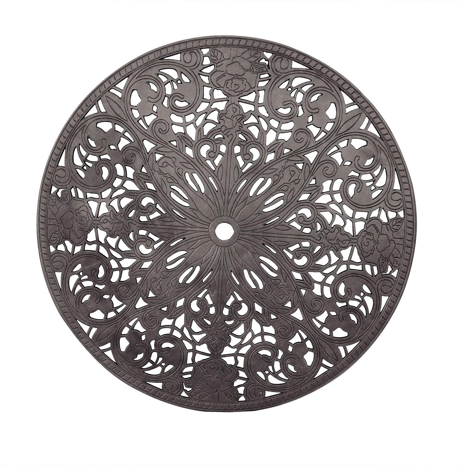 Darlee Cast Aluminum 42-in Round Dining Table - Overhead View - White Background thumbnail