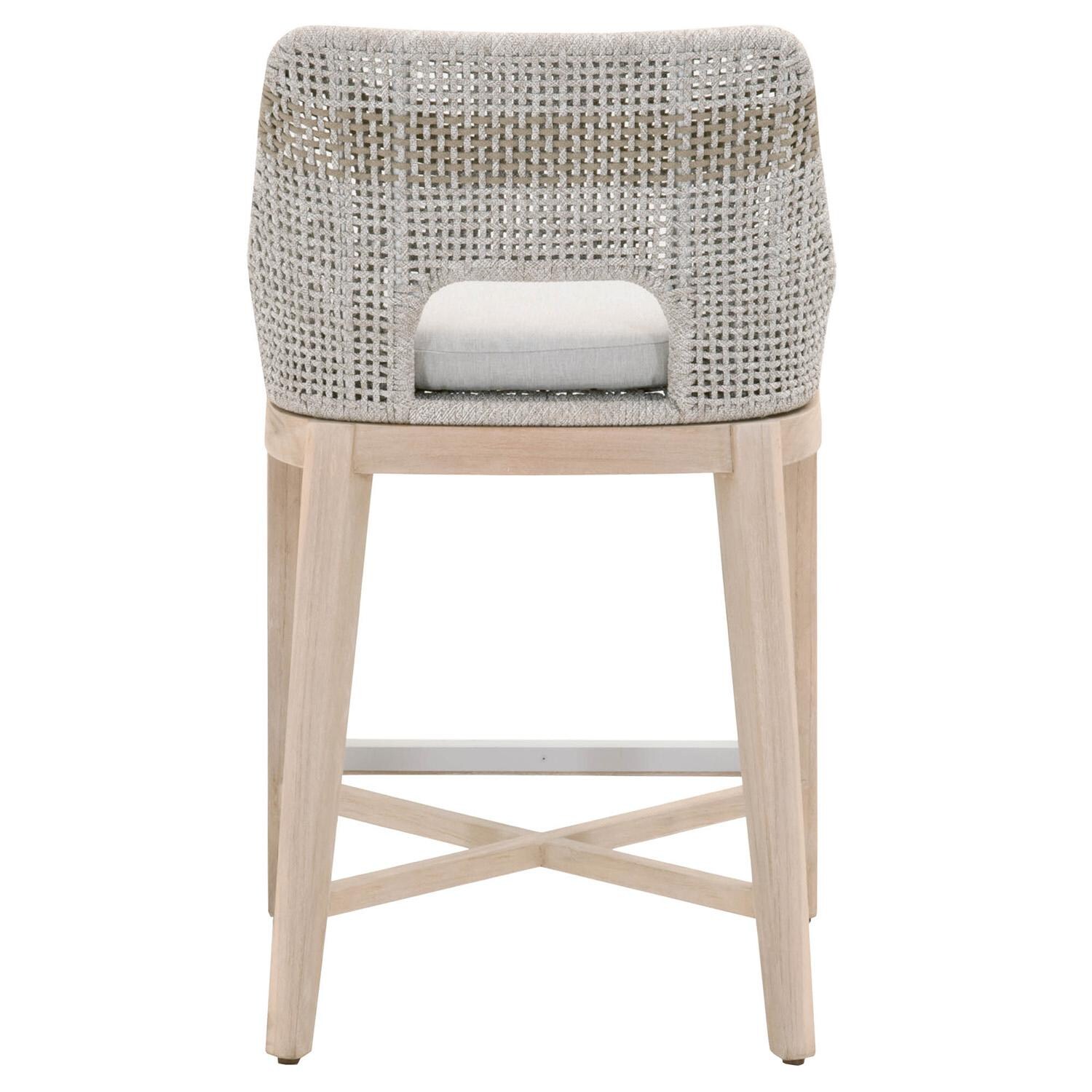 Cocoa Way Woven Rope Counter Stool in Taupe & White By Lakeview - Back View thumbnail