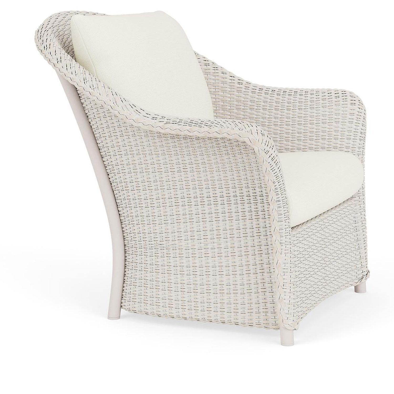 Lloyd Flanders Weekend Retreat Lounge Chair in Antique White Finish W/ Sailcloth Salt Fabric - Angled thumbnail