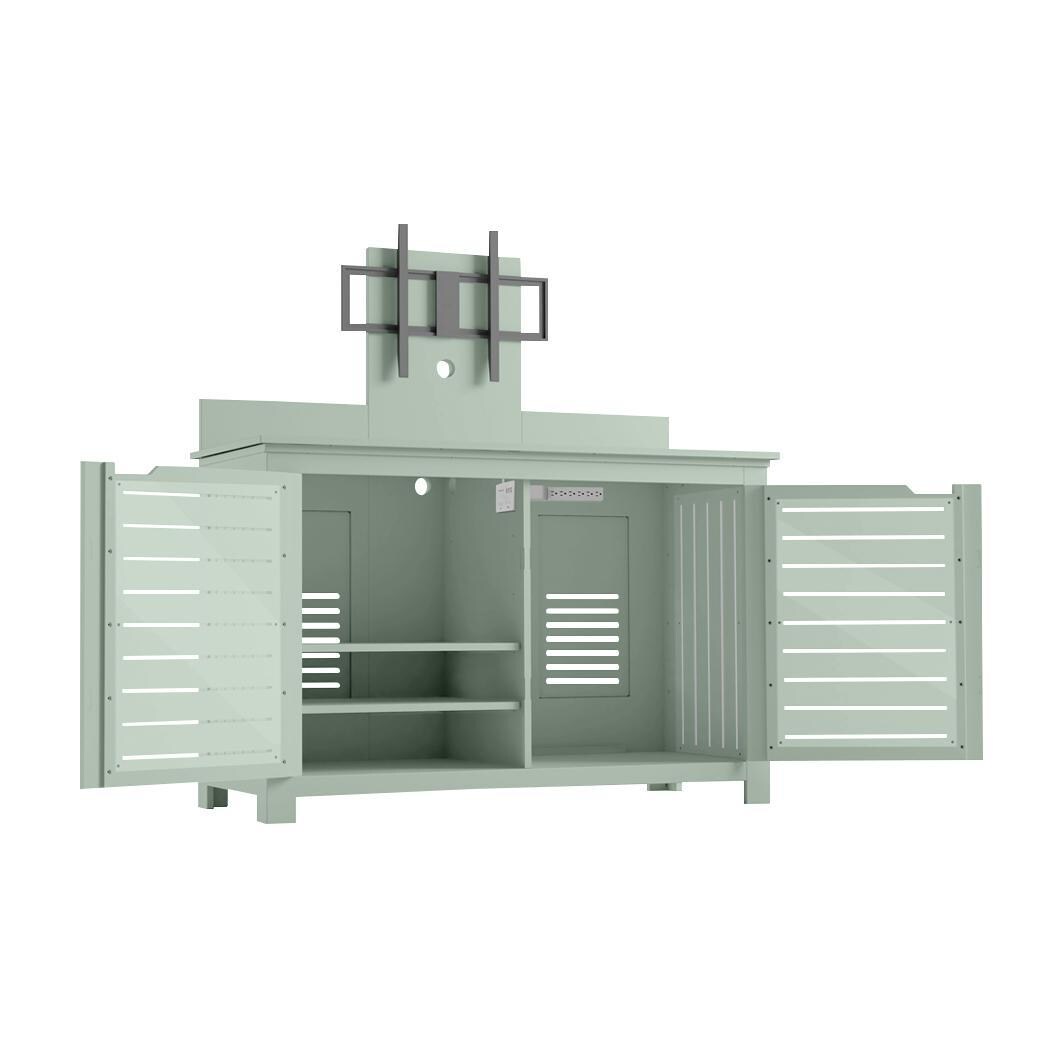 Ledge Lounger Mainstay Rectangle Bar Credenza w/ TV Mount - Sage Green - White Background thumbnail