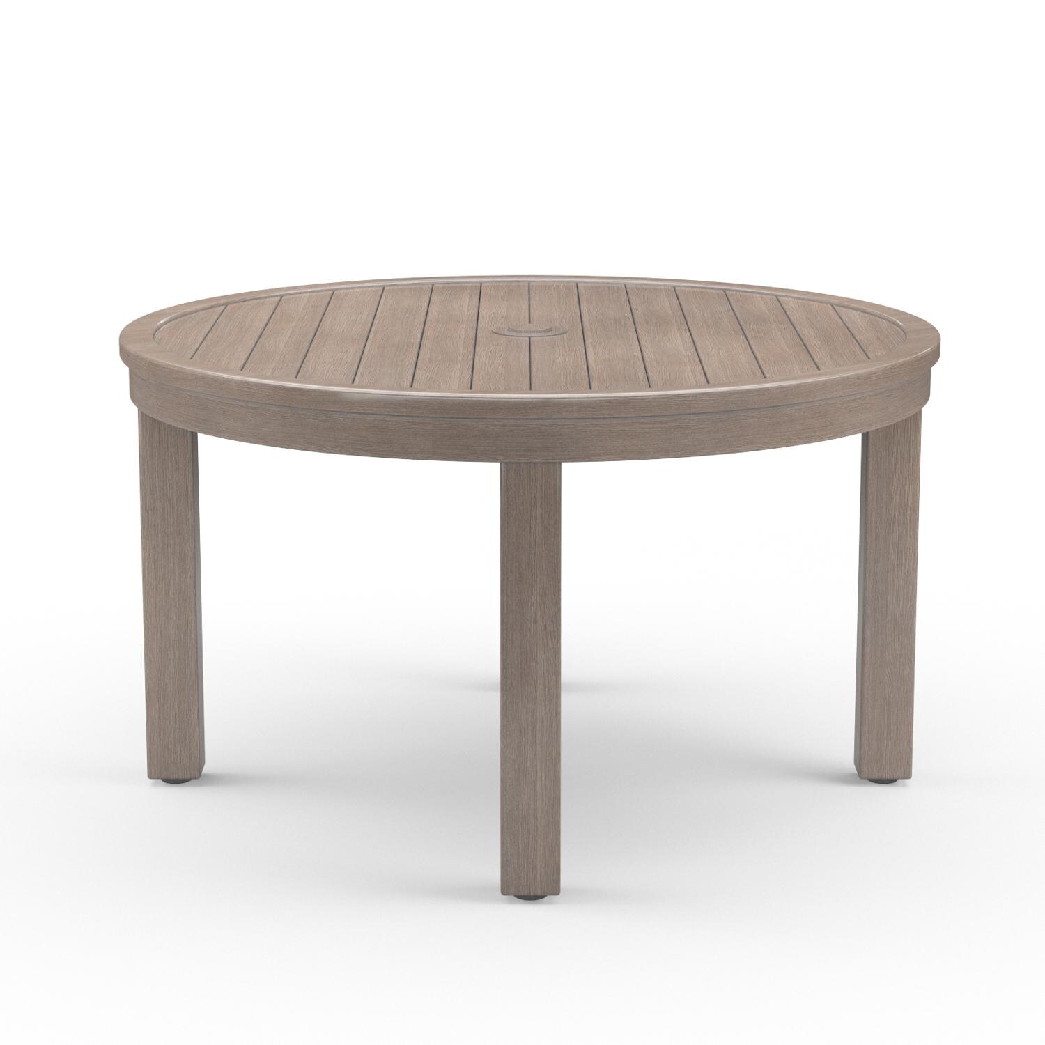 Sunset West - 3501-RDT50 - Laguna 50-Inch Round Aluminum Patio Dining Table W/ Umbrella Hole - Angled View thumbnail