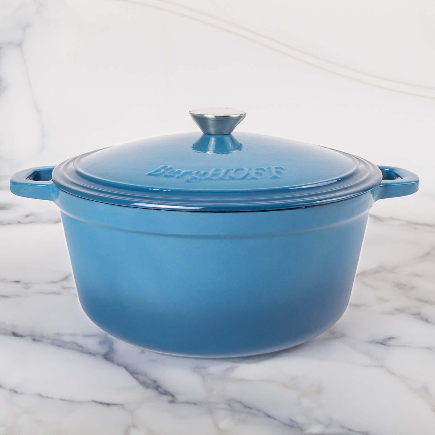 BergHOFF 11-in Neo Cast Iron 7 Qt. Round Dutch Oven w/ Lid - Blue - Lifestyle thumbnail