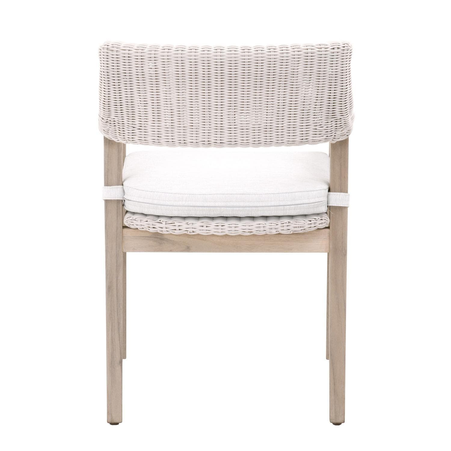 Lakeview Laurabelle Wicker Dining Arm Chair in White Speckle - Back View thumbnail